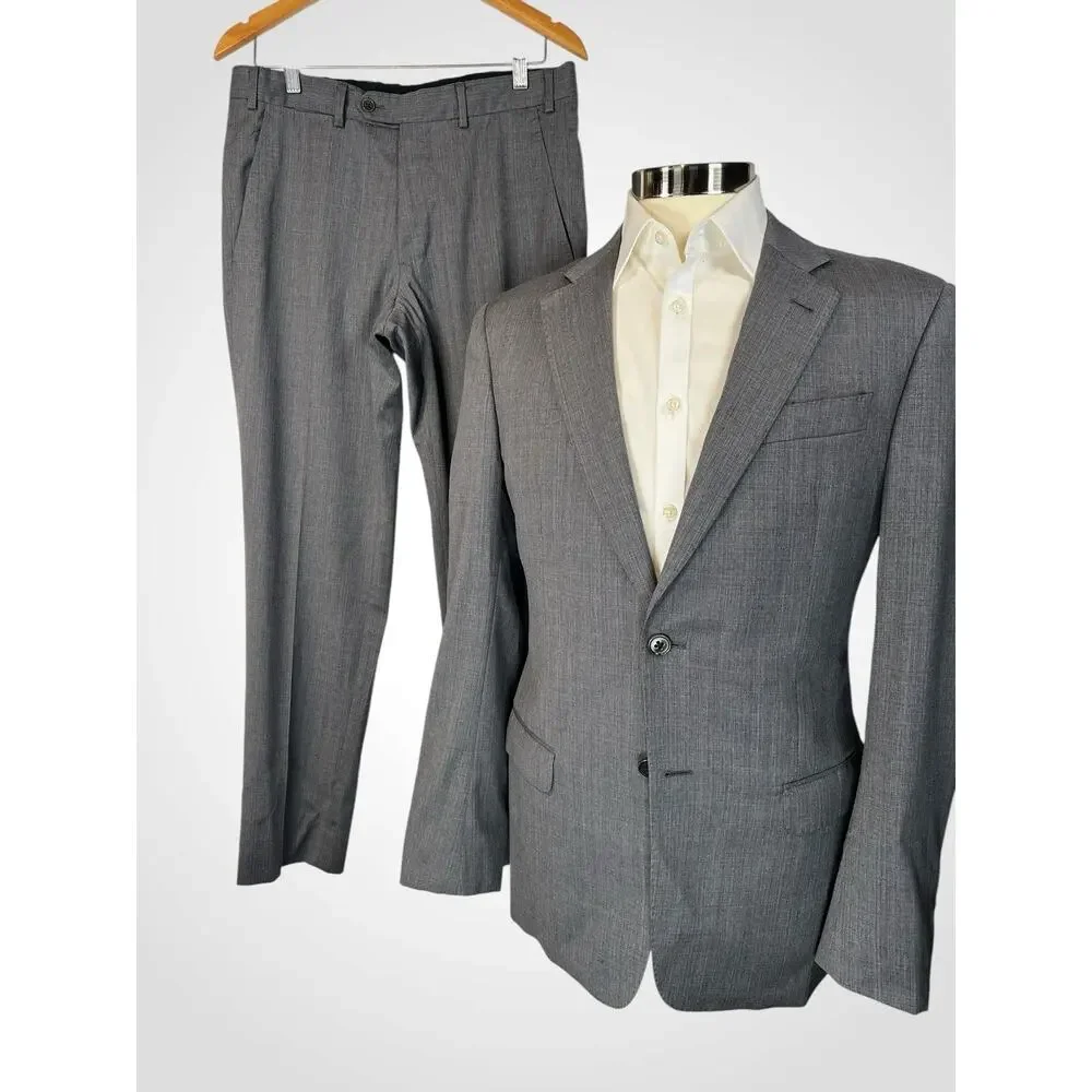 Emporio Armani G-Line Suit 38R 31x30 Gray Two Tone Melange Designer